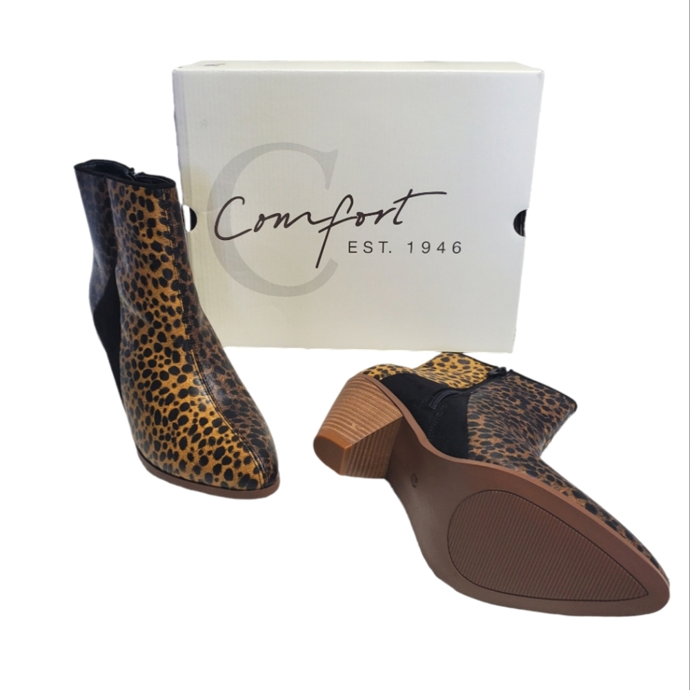 NEW Cato Comfort Women's Ankle Boots Animal Print Size 9M